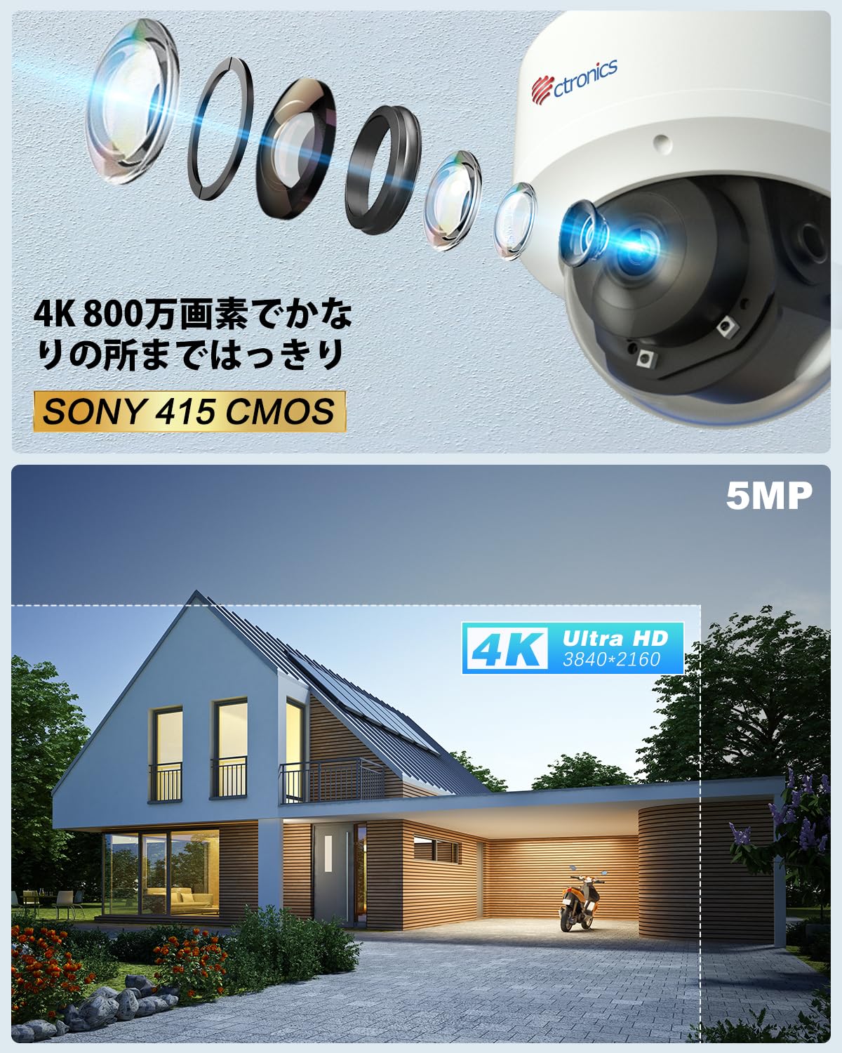 Ctronics 防犯カメラ 屋外 4K AI追跡機能 5GWi-Fi 人/ペット/車両検知 プリセット機能 FTP/ONVIF/NVR 256GBMicroSDカード対応 スマホ/PC Amazon.co.jp: Ctronics 防犯カメラ 屋外 4K 人/ペット/車両検知 AI