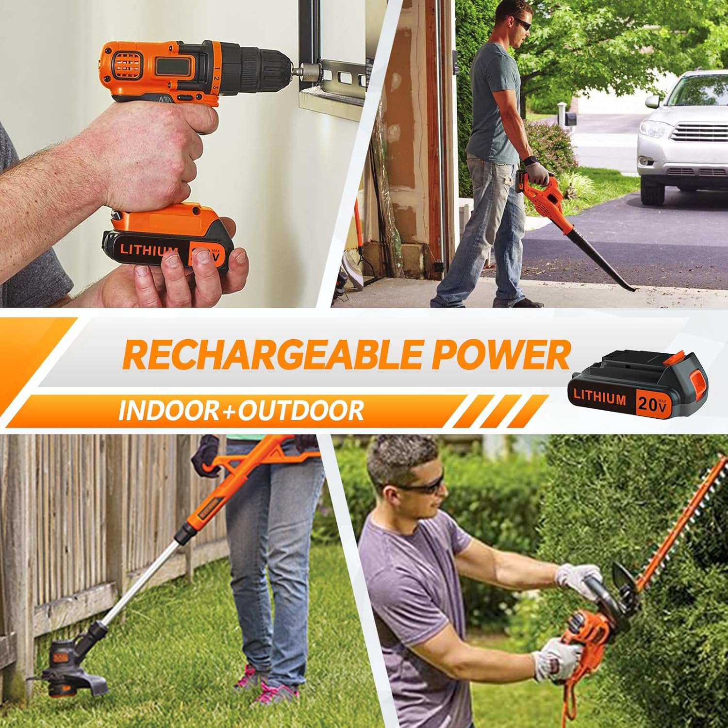 20 Volt MAX 2.0AH Lithium-Ion Battery Replacement for Black+Decker 20V Battery，Compatible with All Power 20V Black and Decker Power+ Tools - Image 7