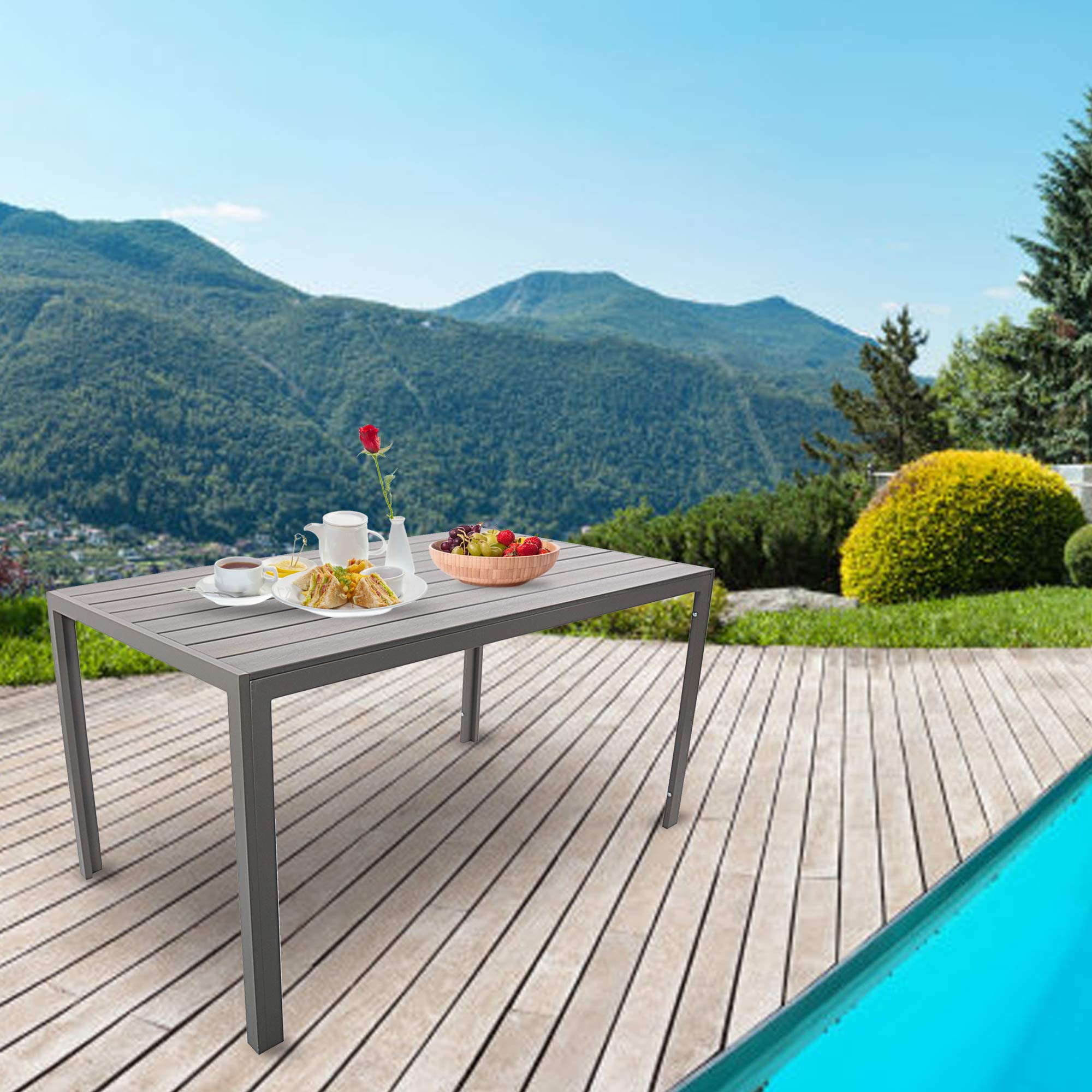 Buy LuckyerMore Patio Dining Table Outdoor Metal Table Aluminum