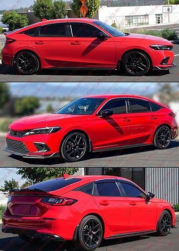 Miniatura 4 de Visera de ventana tintada de humo con moldura cromada de alta calidad, deflector con clips compatible con Honda Civic Hatchback LX EX Sport Touring