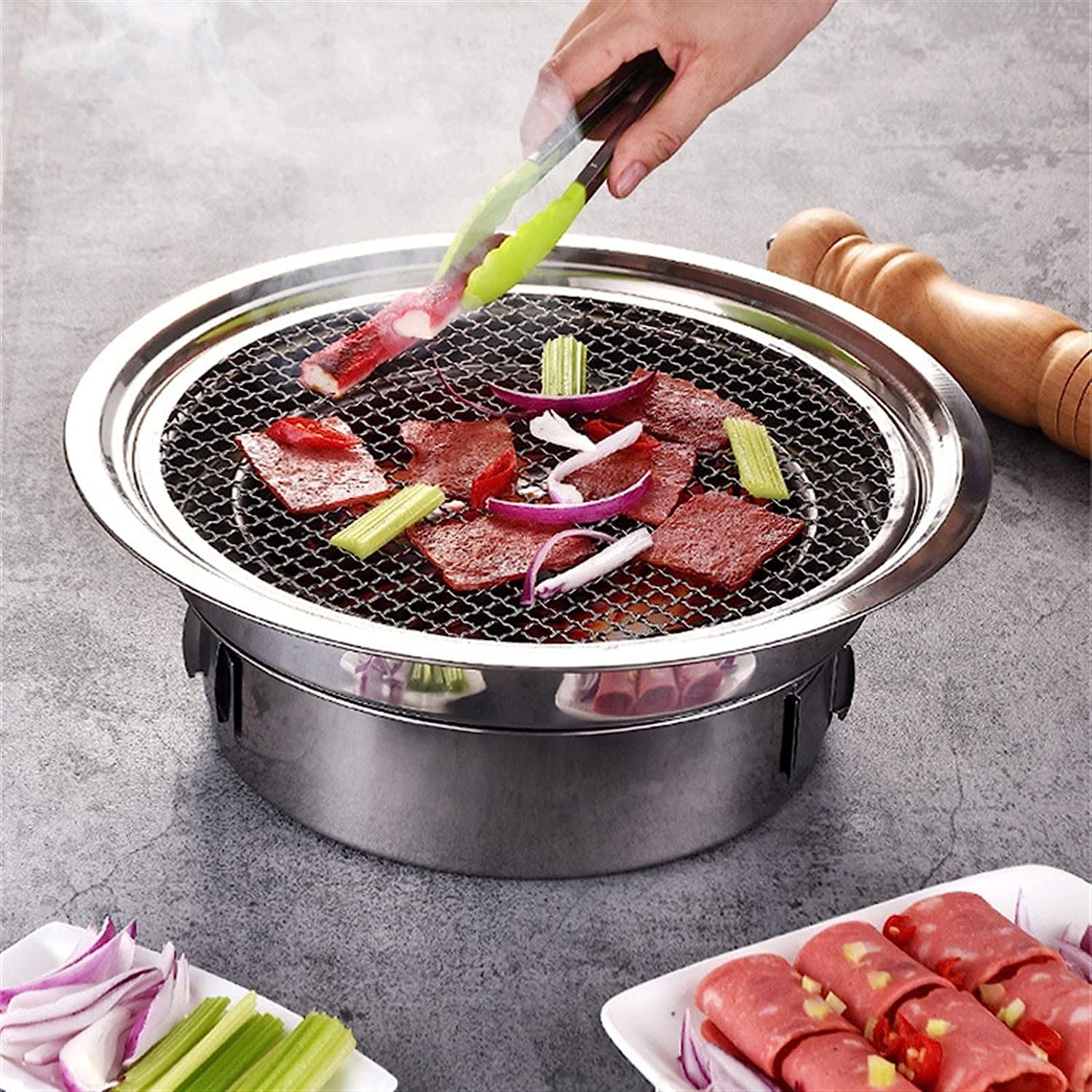 Grille węglowe Grill węglowy ze stali nierdzewnej Nieprzywierające grille Przenośny grill zewnętrzny Okrągły grill węglowy