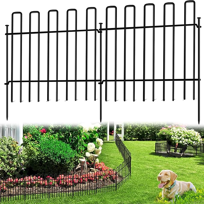 26 Panels No Dig Animal Barrier Fence, 13in(H) x 37ft(L) Garden Edging Border Fencing, Rustproof Metal Stakes Decorative Garden Fence, Dog Digging Defense Fencing Barrier for Outdoor, Yard, Patio