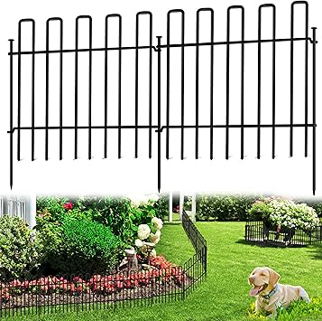 26 Panels No Dig Animal Barrier Fence, 13in(H) x 37ft(L) Garden Edging Border Fencing, Rustproof Metal Stakes Decorative Garden Fence, Dog Digging Defense Fencing Barrier for Outdoor, Yard, Patio