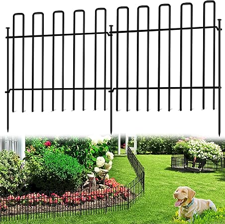26 Panels No Dig Animal Barrier Fence, 13in(H) x 37ft(L) Garden Edging Border Fencing, Rustproof Metal Stakes Decorative Garden Fence, Dog Digging Defense Fencing Barrier for Outdoor, Yard, Patio