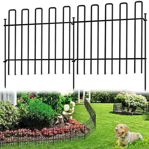 26 Panels No Dig Animal Barrier Fence, 13in(H) x 37ft(L) Garden Edging Border Fencing, Rustproof Metal Stakes Decorative Garden Fence, Dog Digging Defense Fencing Barrier for Outdoor, Yard, Patio
