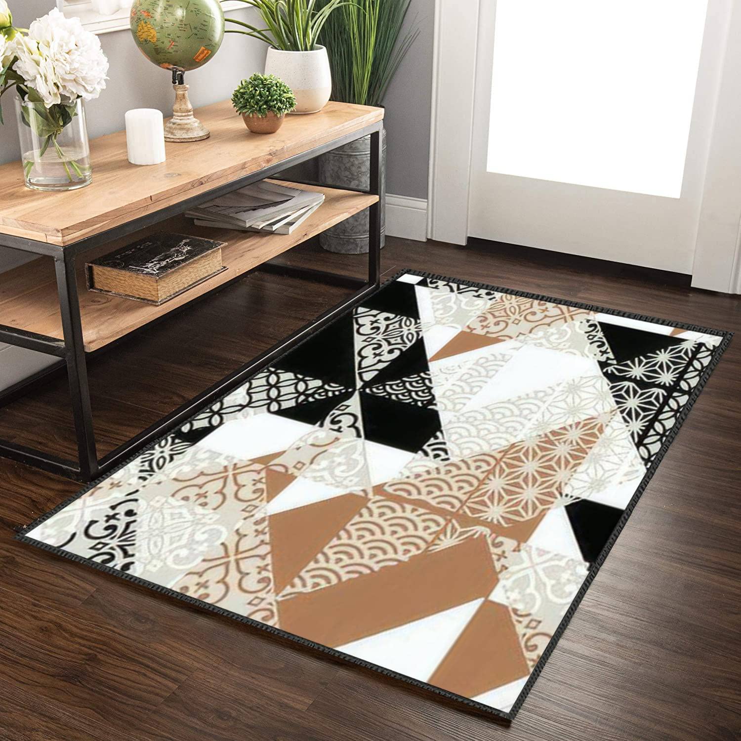 Amazon Com Multi Theme Soft Anti Skid Area Rugs Hawaiian Style Tapa Tribal Fabric Abstract Patchwork Vintage Living Room Bedroom Home Kid S Room Door Entrance Decoration Non Slip Carpet Floor Mats Home Kitchen