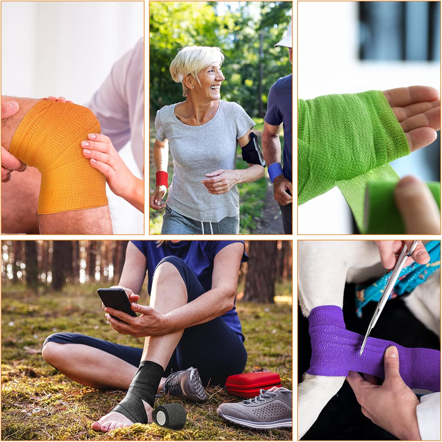 Treela 48 Pack Self Adhesive Wrap Bandage Bulk, 2 Inches x 5 Yards Self Adherent Cohesive Bandage Elastic Athletic Tape Breathable Wound Tape for Athletic Sports Wrist Ankle Finger Pets(Multicolored) - Image 4