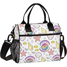 OTVEE Disco Shell Pearl Lunch Bag Custom Insulated Lunch Box for Kids, Small Large Capacity Reusable Thermal Tote with Detachable Shoulder Strap for Work School Travel