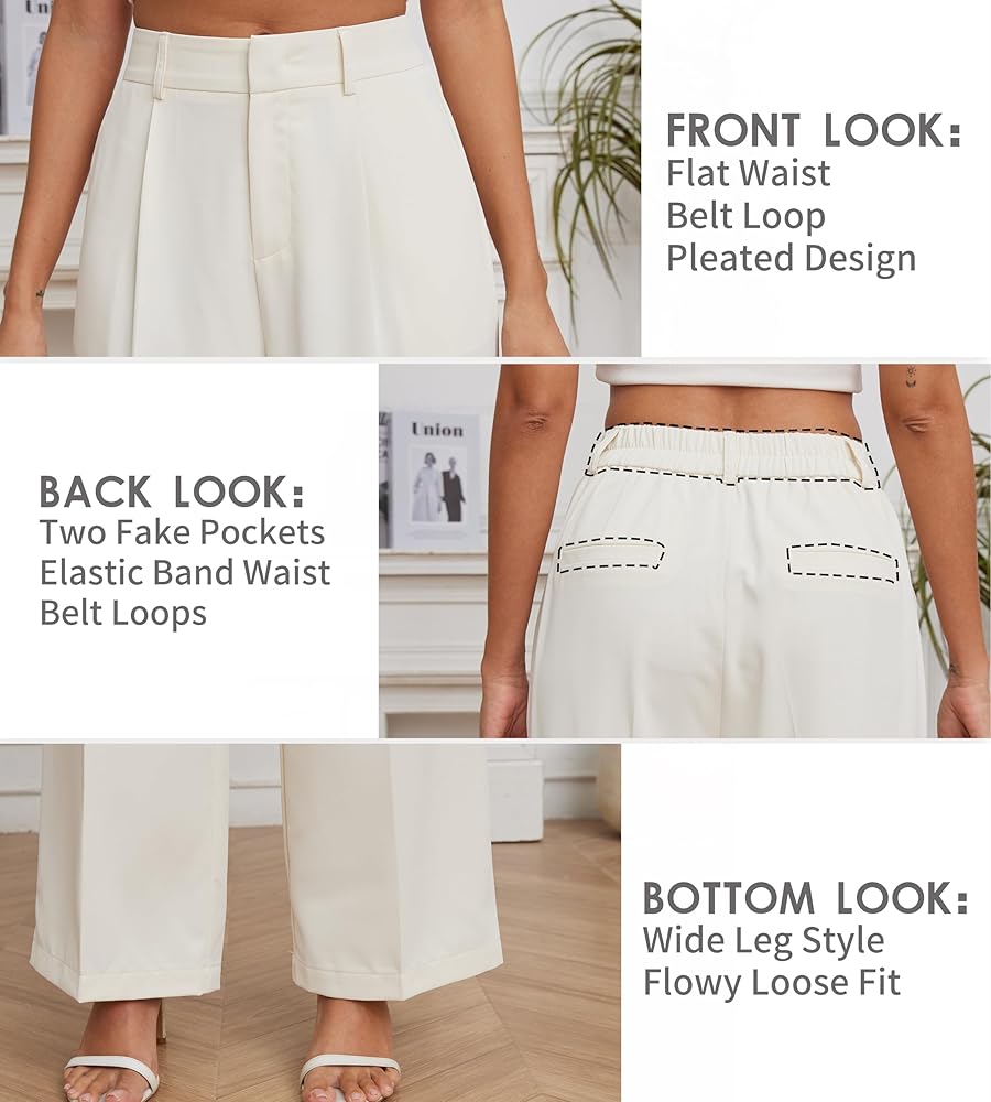 FUNYYZO Women Suit Pants Wide Leg Pants High Elastic Waisted in FUNYYZO Women Suit Pants Wide Leg Pants High Elastic Waisted in