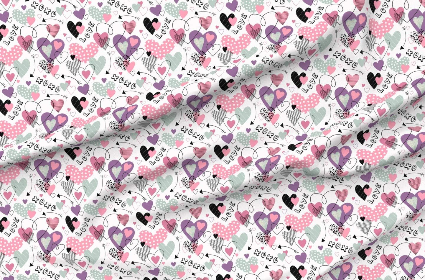 Spoonflower Fabric - Love Valentines Day Hearts Arrows Fun Girls Room Pastels Pastel Printed on Upholstery Velvet Fabric Fat Quarter - Upholstery Home Decor Bottomweight Apparel