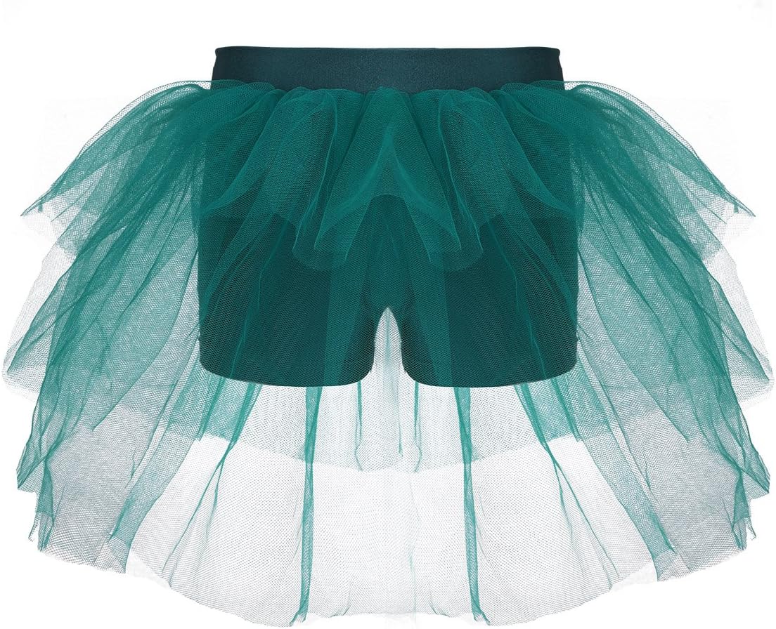 FEESHOW Girls Stretch Spandex Gymnastic Ruffle Tutu Bustle Dance Shorts Ballet Performance Costumes
