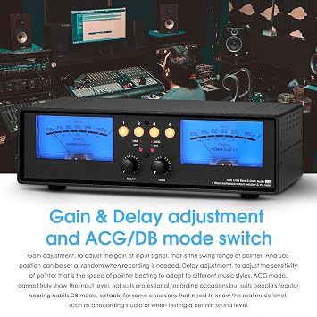 Douk Audio VU2 MIC & Line Dual VU Meter, Analog Sound Level Indicator, 4-Way Splitter Switch, Audio Switcher Box for Speaker/Amplifier/Preamp (Blue Version)