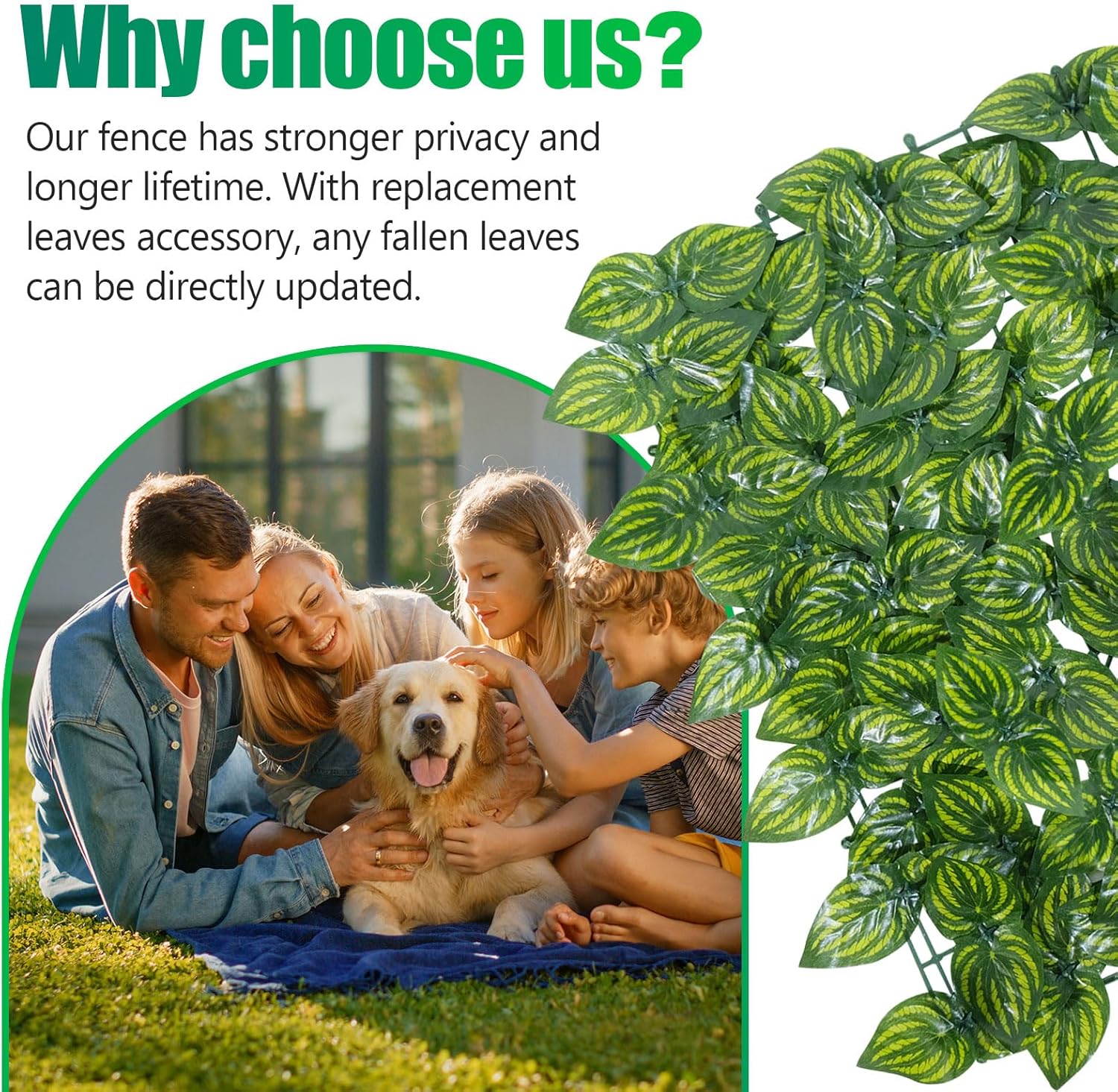 Artificial Ivy Privacy Fence Wall Screen, 120"x40" Artificial Hedges Fence, Anti-Ultraviolet Artificial Faux Ivy Hedge for Outdoor, Garden Decor, Watermelon Leaves
