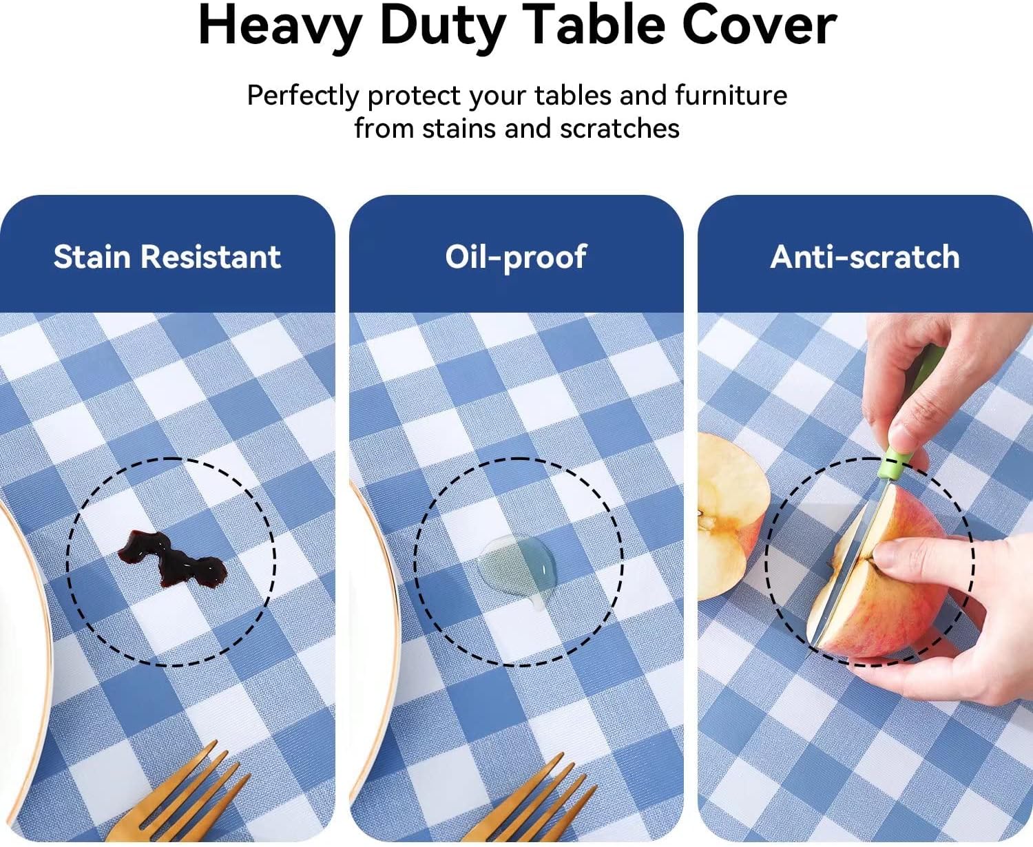Rec Vinyl Tablecloth, Waterproof Buff Gingh