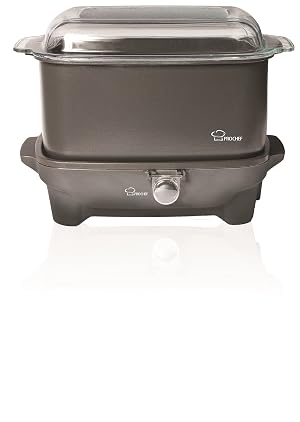 PCS800 8-Quart Oblong-Shaped Slow Cooker with Deep Dish Glass Cover with Shabbos Sure Knob Cover and Blech