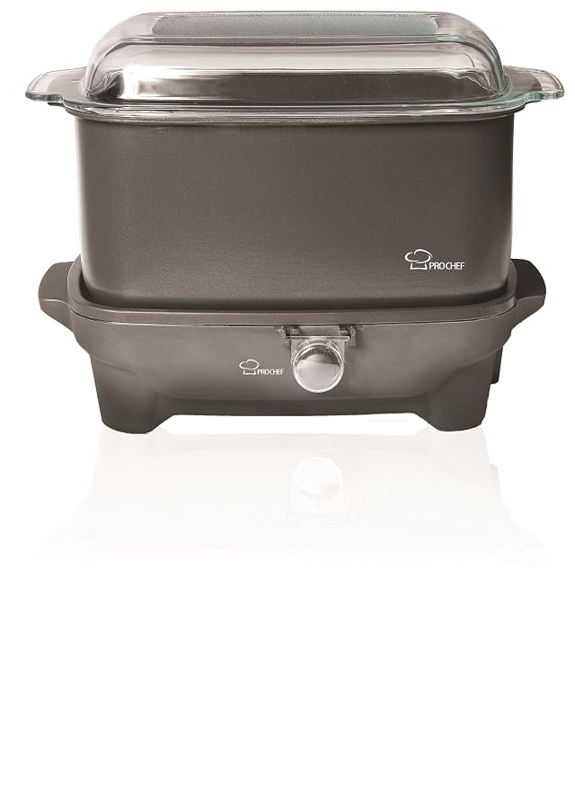 PCS800 8-Quart Oblong-Shaped Slow Cooker with Deep Dish Glass Cover with Shabbos Sure Knob Cover and Blech