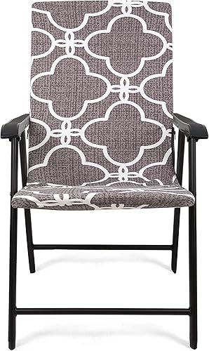 Deisy Dee Fundas para sillas de comedor de patio, fundas de silla plegables de acero para exteriores, fundas de metal para sillas de jardín (1,