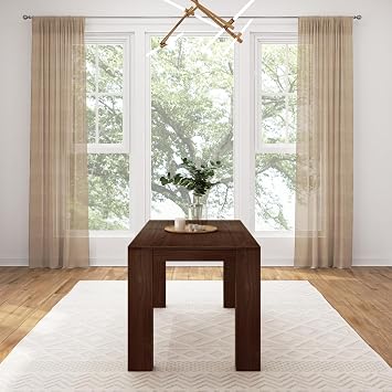 Maxwood Furniture 152.5Cm Dining Table, Solid Wood Modern Kitchen Table, Large Wooden Rectangular Dinner Table For Dining Room, Home Office, Living Room Furniture, Easy Assembly, Walnut Wirebrush