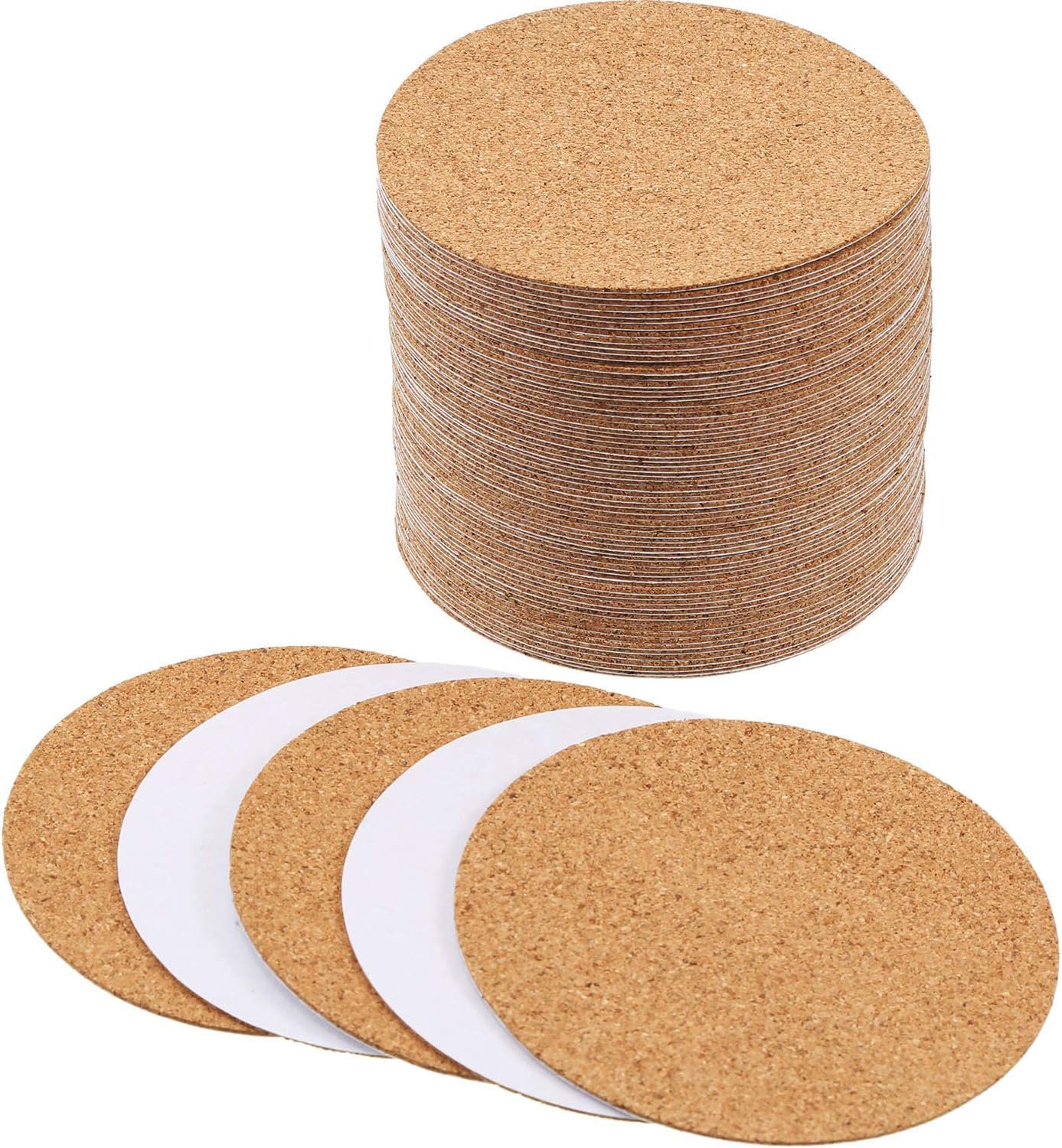 Hottest Sales Hotop Self-Adhesive Cork Coasters Squares Cork Mats Cork Backing Sheets for Coasters and DIY Crafts Supplies (60, Round)
