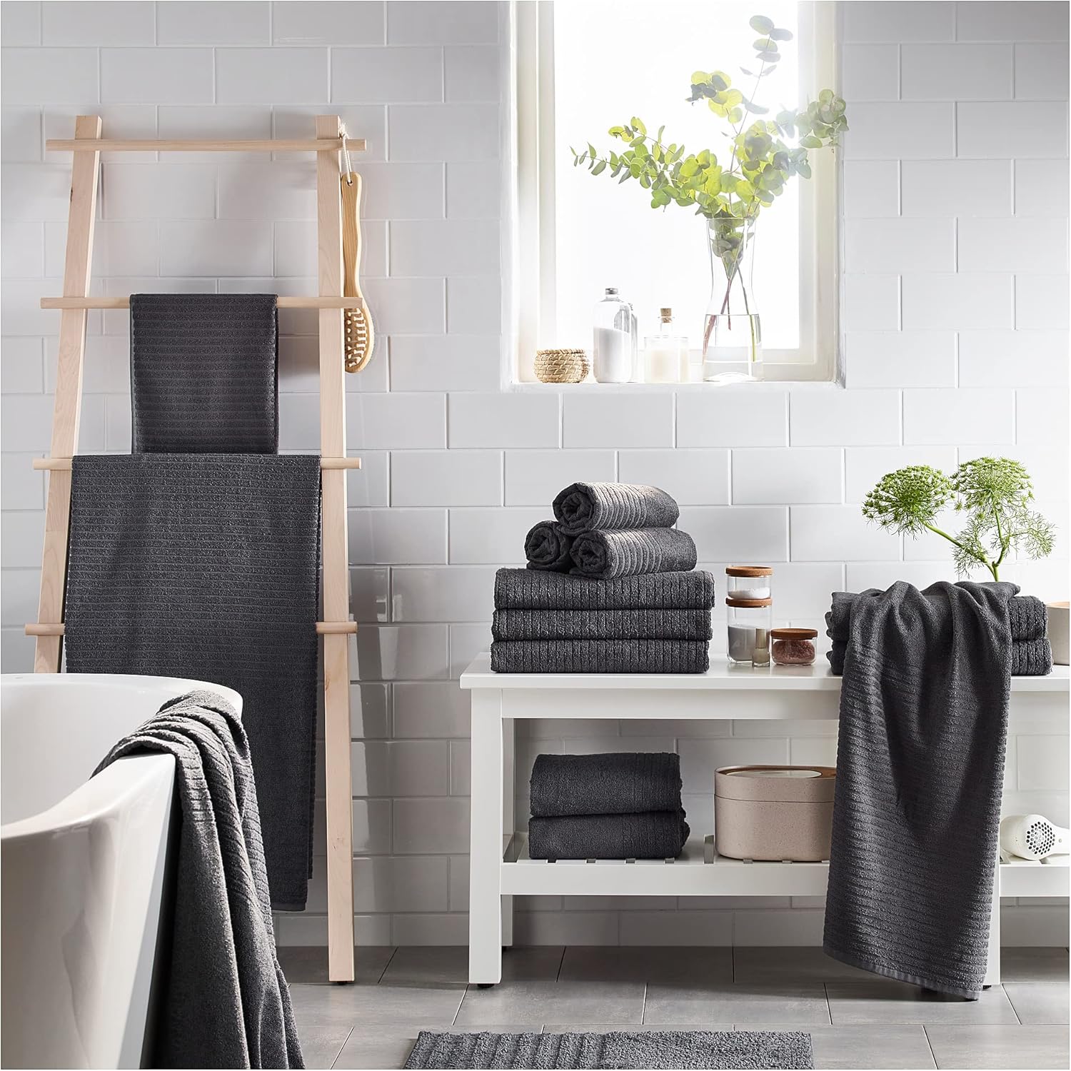 Generic VÅGSJÖN bath sheet, 100x150 cm, dark grey