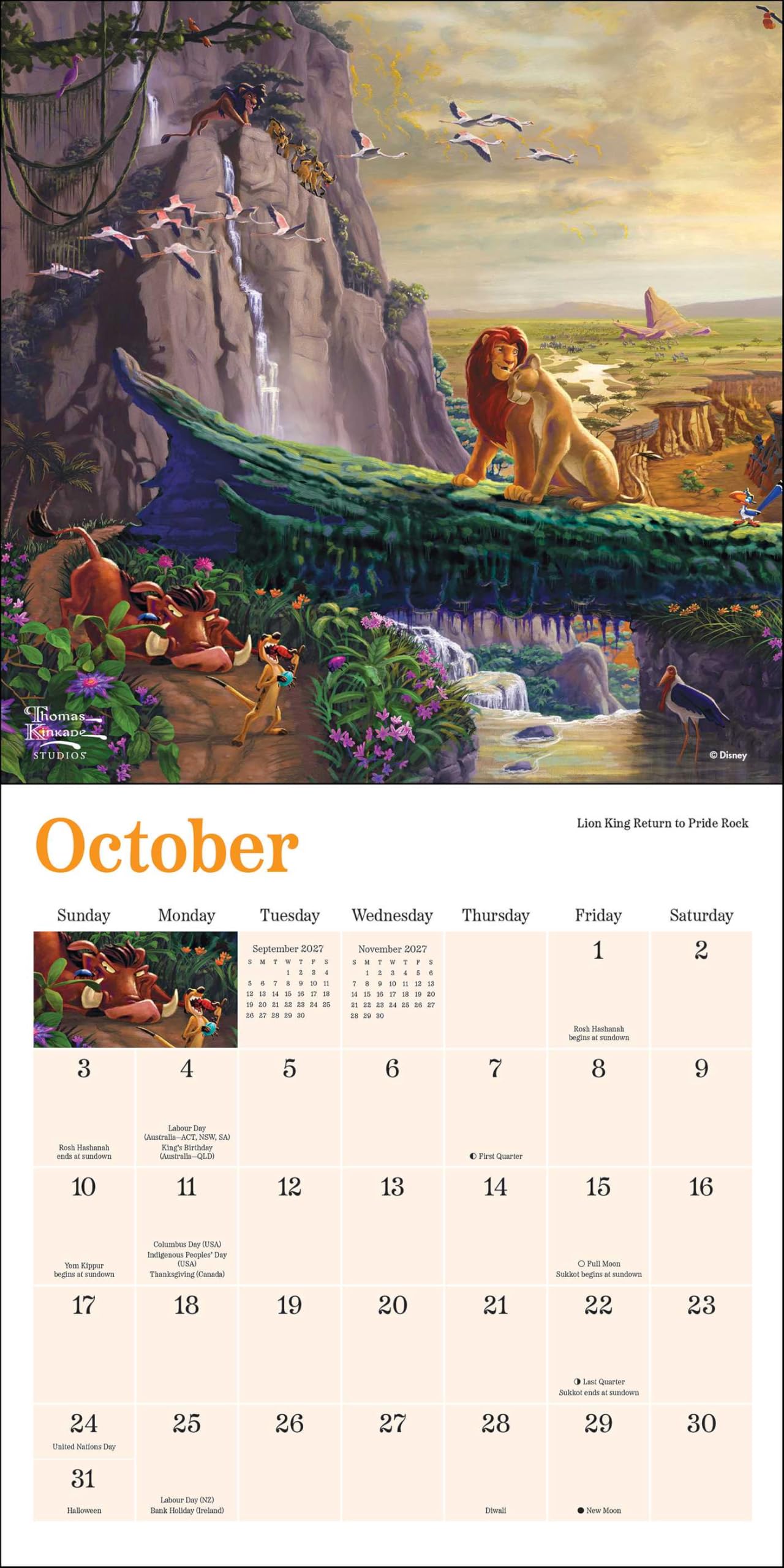 Disney Dreams Collection by Thomas Kinkade Studios 2027 Mini Wall Calendar