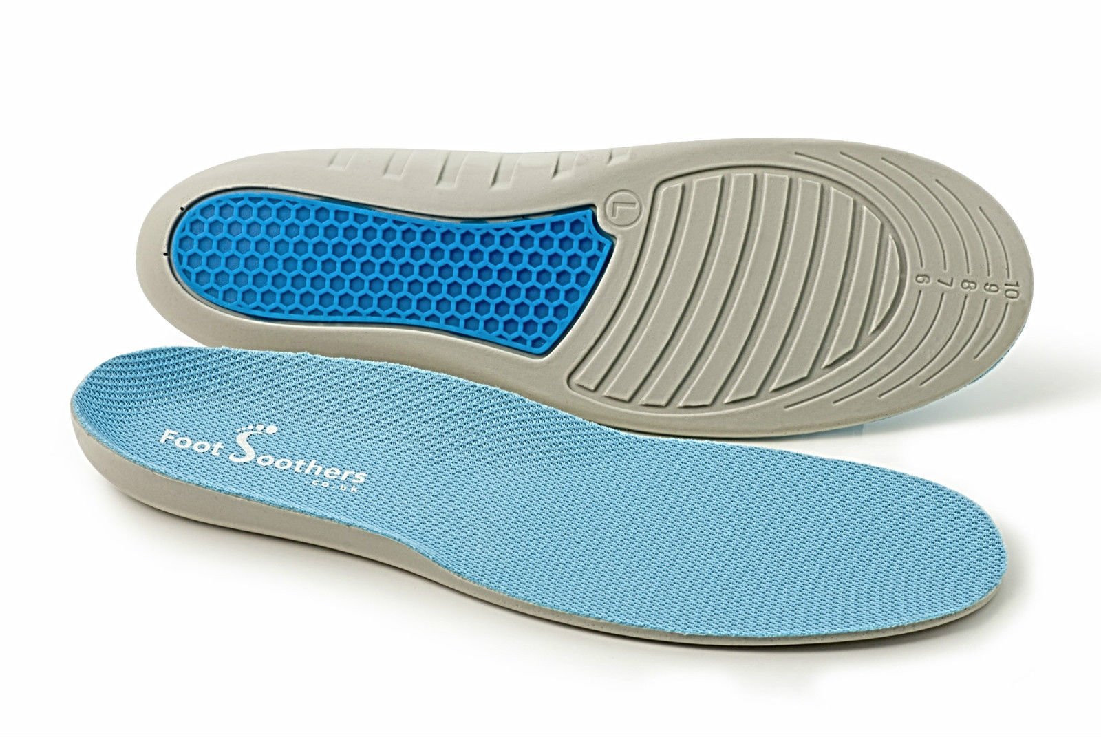 Foot Soothers™ Ulta Comfort IIX Orthotic Massaging Sports Gel Soft Insoles Dual Density Arch Supports Plantar Fasciitis Relief Heel Pain