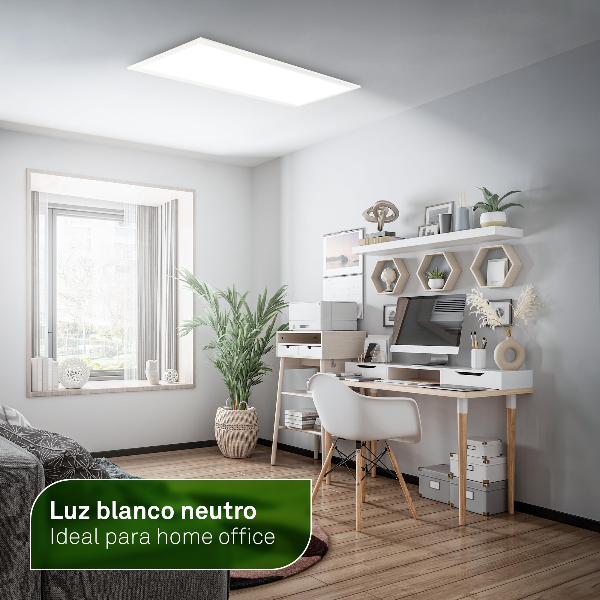 BRILONER - Panel LED, CEE A fuente de luz, 13,8 W a 2900lm, luz indirecta, superficie cocina, paneles, lampara, lamparas de techo salon, 100x25x6 cm, blanco