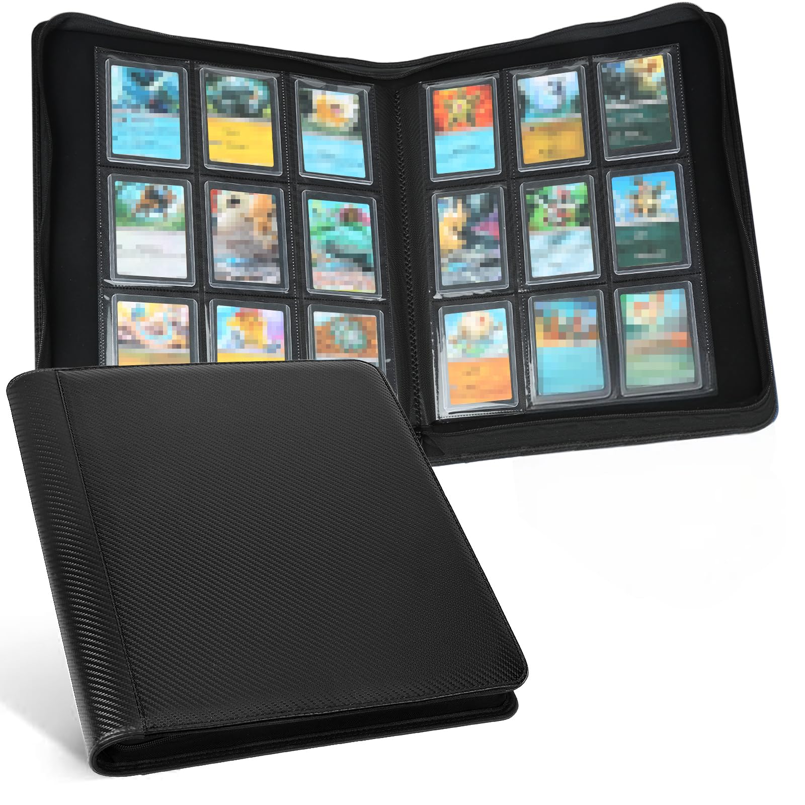 GERMUN Toploader Binder, Holds 288 Toploaders, 9 Pocket Top Loader Binders with Sleeves for 3 x 4'' Toploaders, Double-Sided Pocket Top Loader Storage