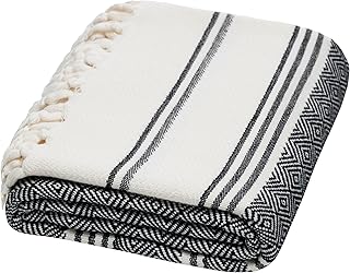 DEMMEX Organic Diamond Turkish Bath & Beach Towel | 100% Oeko-TEX Certified Turkish Cotton, Ultra-Soft, Quick-Dry, Lightweight, Compact & Oversized Luxury Peshtemal Towel, Prewashed, 71"x36", Black