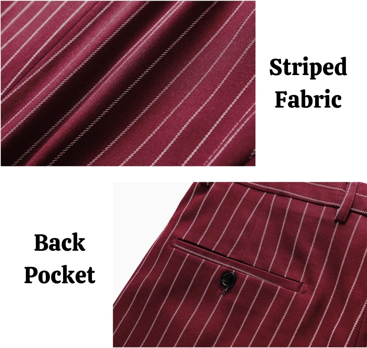 UNINUKOO Mens 2 Piece Pinstripe Suit for Men Double Breasted Tuxedo Business Wedding Dinner Party Jacket Pants Suit Set - Image 6