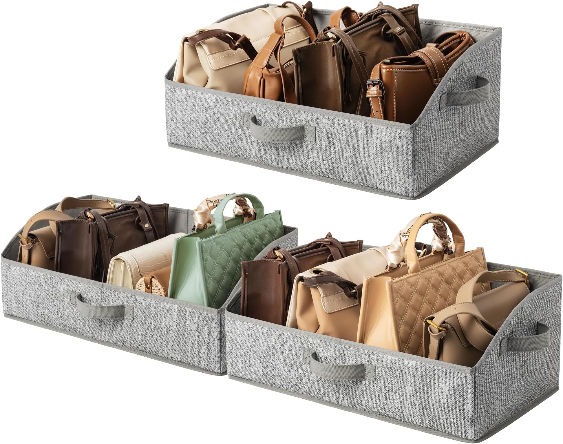 GRANNY SAYS Storage Bins, Closet Organizer Bins,Foldable Closet Organizer Trapezoid Storage Box,Gray, 3-Pack