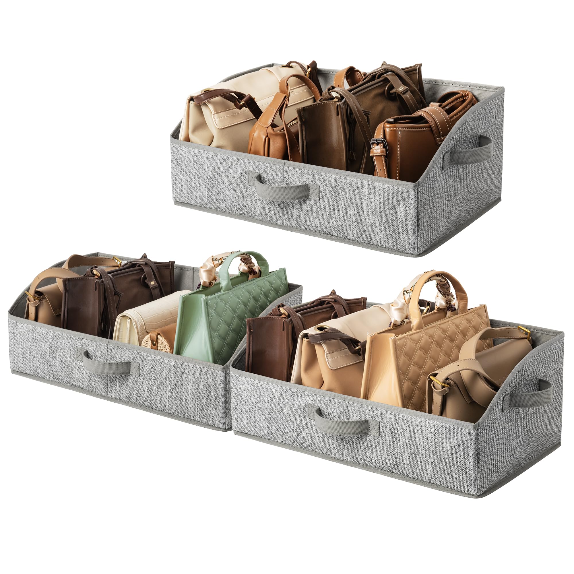 GRANNY SAYS Closet Organizers and Storage, Trapezoid Storage Bins, Gray, Dog Toy Bin, Storage Baskets for Shelves, Fabric Storage Bins with Handles, Clothing Organizer, Gray, 3-Pack