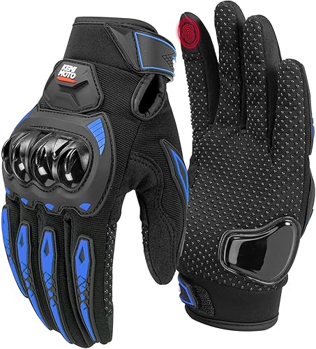 Vista 9 de KEMIMOTO - Guantes de motocicleta para hombres/mujeres, guantes de bicicleta de tierra con pantalla táctil y protección contra deslizamientos