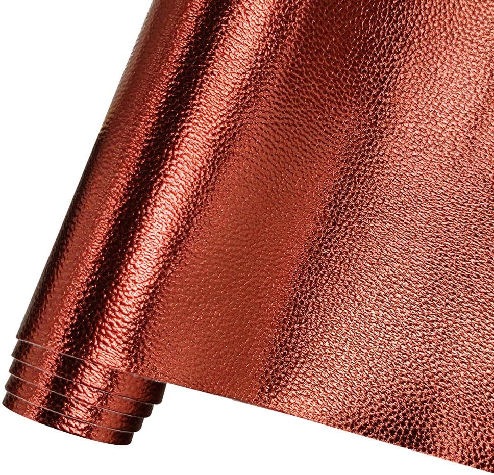 HYANG Metal Lychee Embossed Gold Faux Leather Sheets 1 Rolls 12"X53"(30cmX135cm),Faux Leather Very Suitable for Making Crafts, Leather Earrings, Bows,Handbag，Sewing