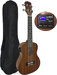 Ukulele Concert Eletrico Sapele Malibu 23 Capa Corda Aquila