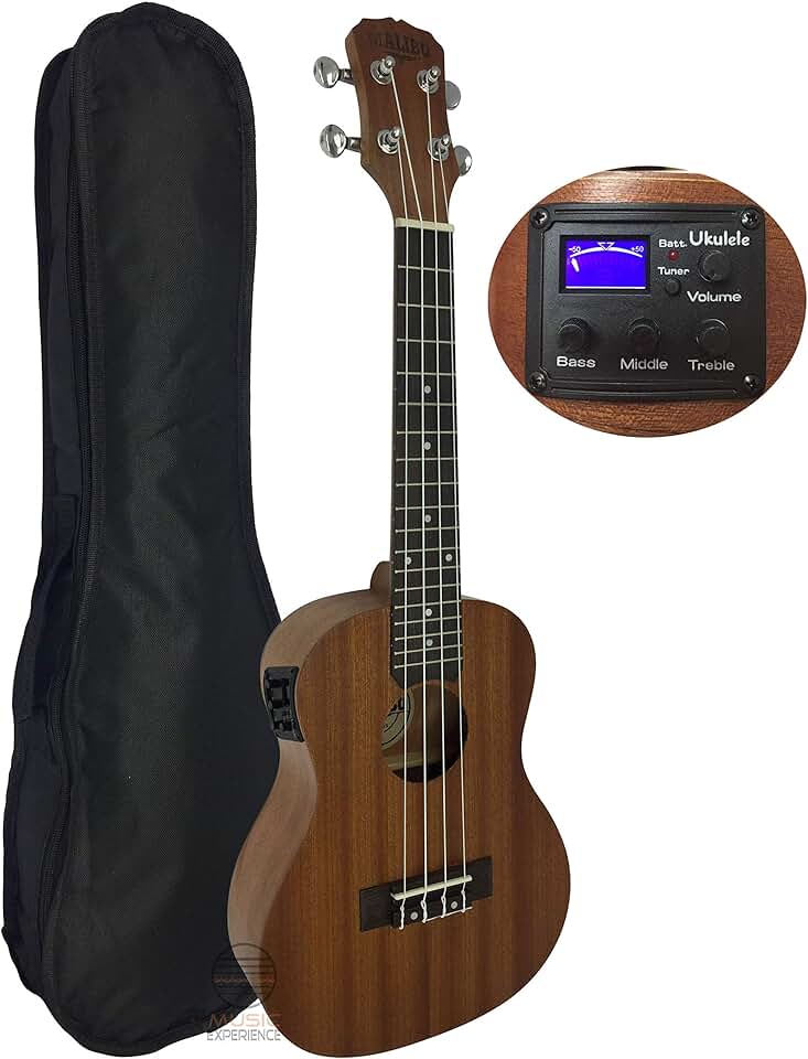 Ukulele Concert Eletrico Sapele Malibu 23 Capa Corda Aquila