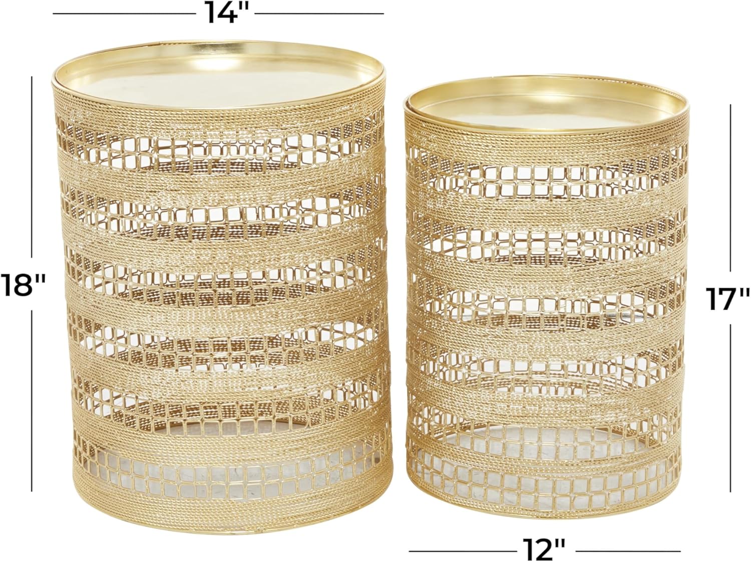 Deco 79 Metal Side End Accent Table End Table, Set of 2 Side Table 18", 17"H, Gold