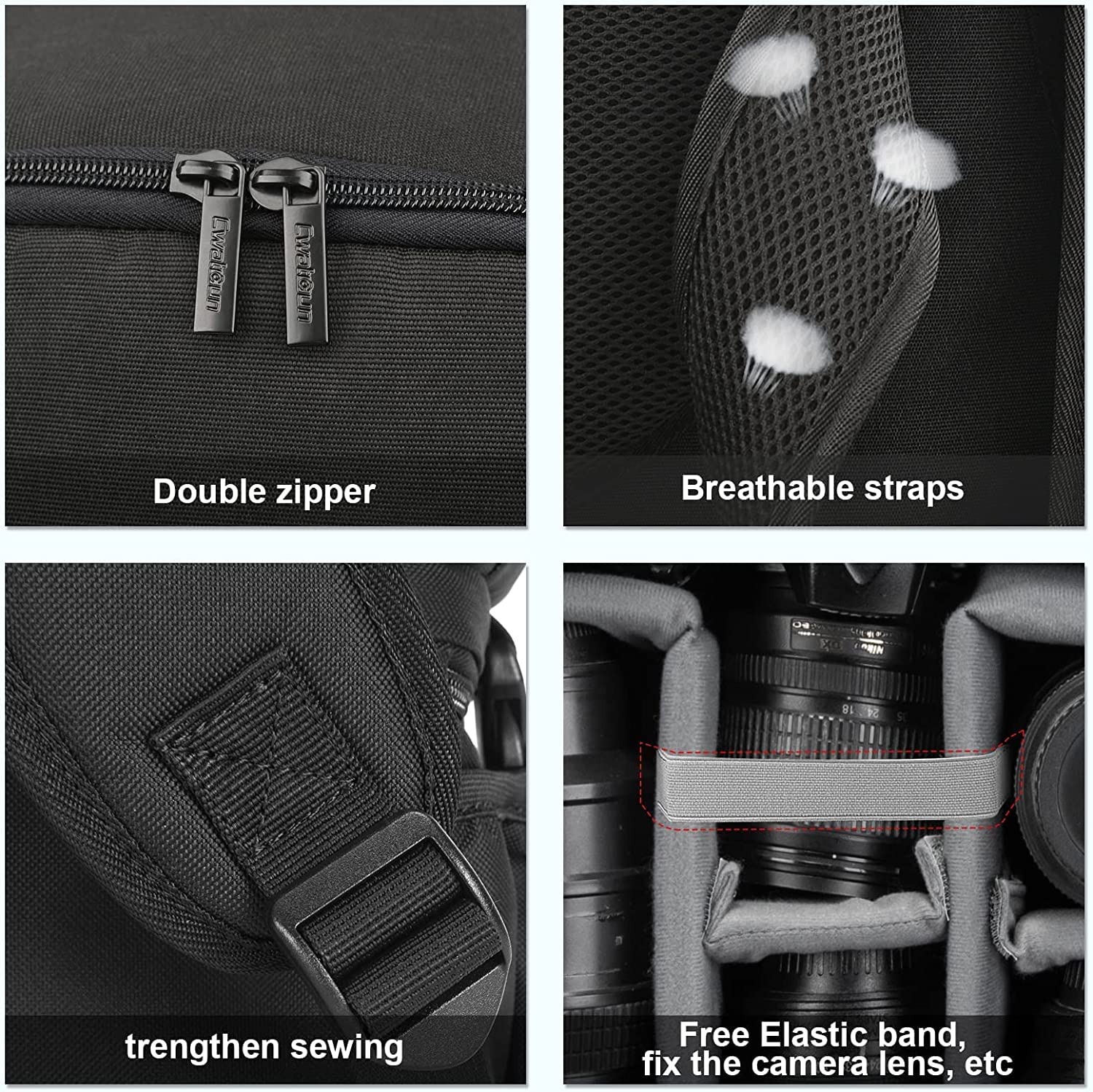 Cwatcun Kamerarucksack Wasserbeständig Fotorucksack Professioneller Kameratasche für spiegellose SLR DSLR, kompatibel für Sony Canon Nikon Kamera und Objektivstativ Zubehör (2.0 klein, Schwarz)