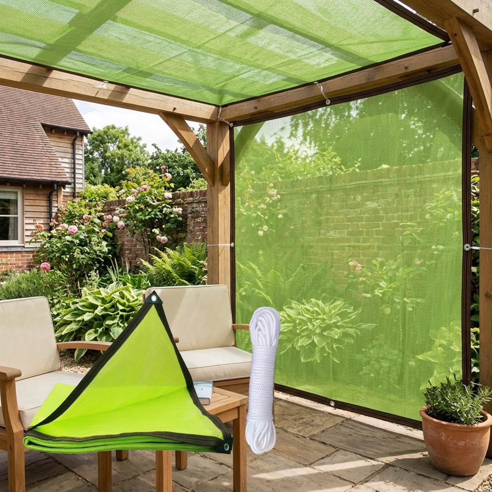 Filet d'ombrage vert avec œillets 90% pour votre balcon et serre