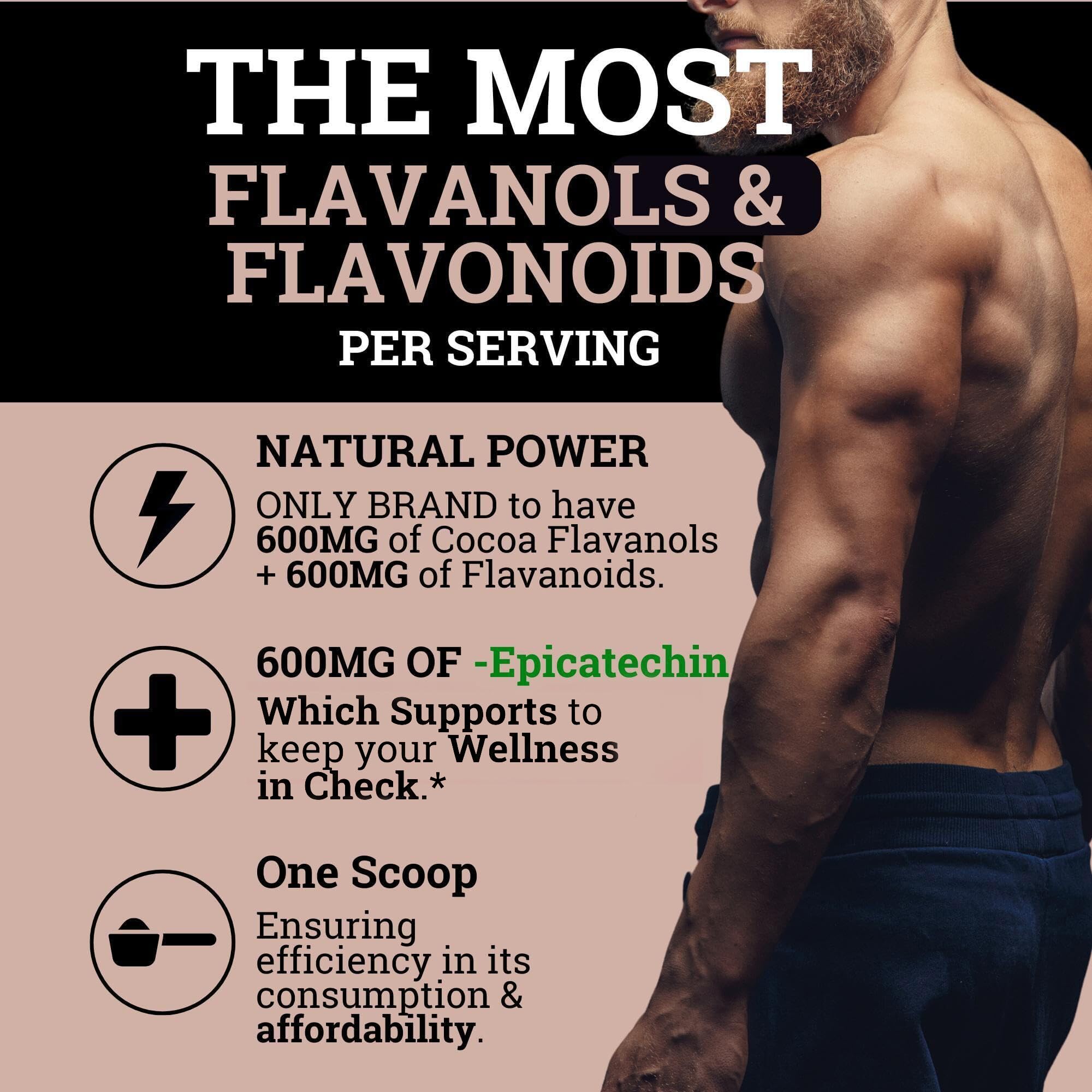 Black Forest High Flavanol Cocoa Powder - 1200mg Flavanols & Flavonoids with 600mg Epicatechin - 10X Concentrated Dark Cocoa Extract for Nitric Oxide and Wellness Support - Non-GMO Vegan — Amazon image 4