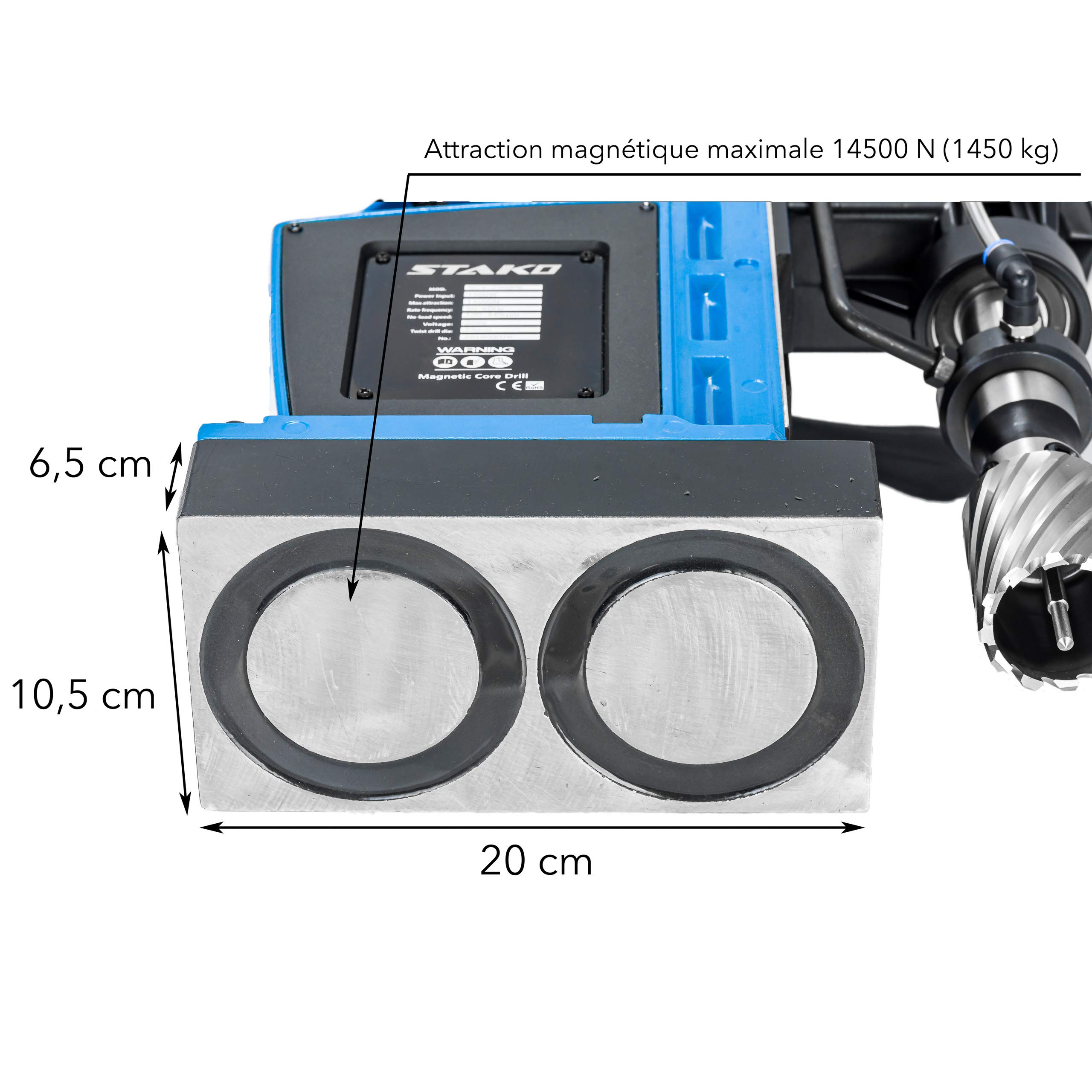 STAKO Trapano magnetico da 1800 W con valigetta ST-28RE Max.Ø80 mm - Forza magnetica 16500N - Trapano centrale portatile per metallo con Weldon 19 mm e mandrino 3-16 mm e supporto filettato M3