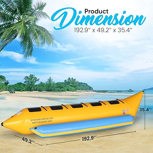 Miniatura 2 de SereneLife Barco inflable flotante de plátano, tubo remolcable para navegación, hasta 5 conductores, incluye bolsa de almacenamiento, bomba de