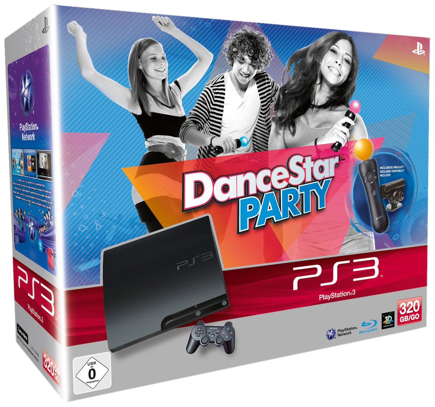 PS3 - Konsole Slim Black 320 GB "Move - Dance Star Pack" Konsole, Move Controller, Camera, Dance Star Party [Edizione: Germania]