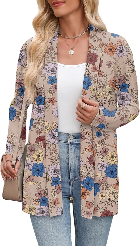 Zeagoo Women's Lightweight Cardigan Sweaters Open Front Long Sleeve Casual Loose Thin Cardigans with Pockets 2025