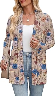 Zeagoo Women's Lightweight Cardigan Open Front Long Sleeve Casual Cardigans | Loose Cardigan, Thin Cardigans for Women, Cardigan with Pockets, Office Attire for Women 2026, Dressy Cardigans for Women