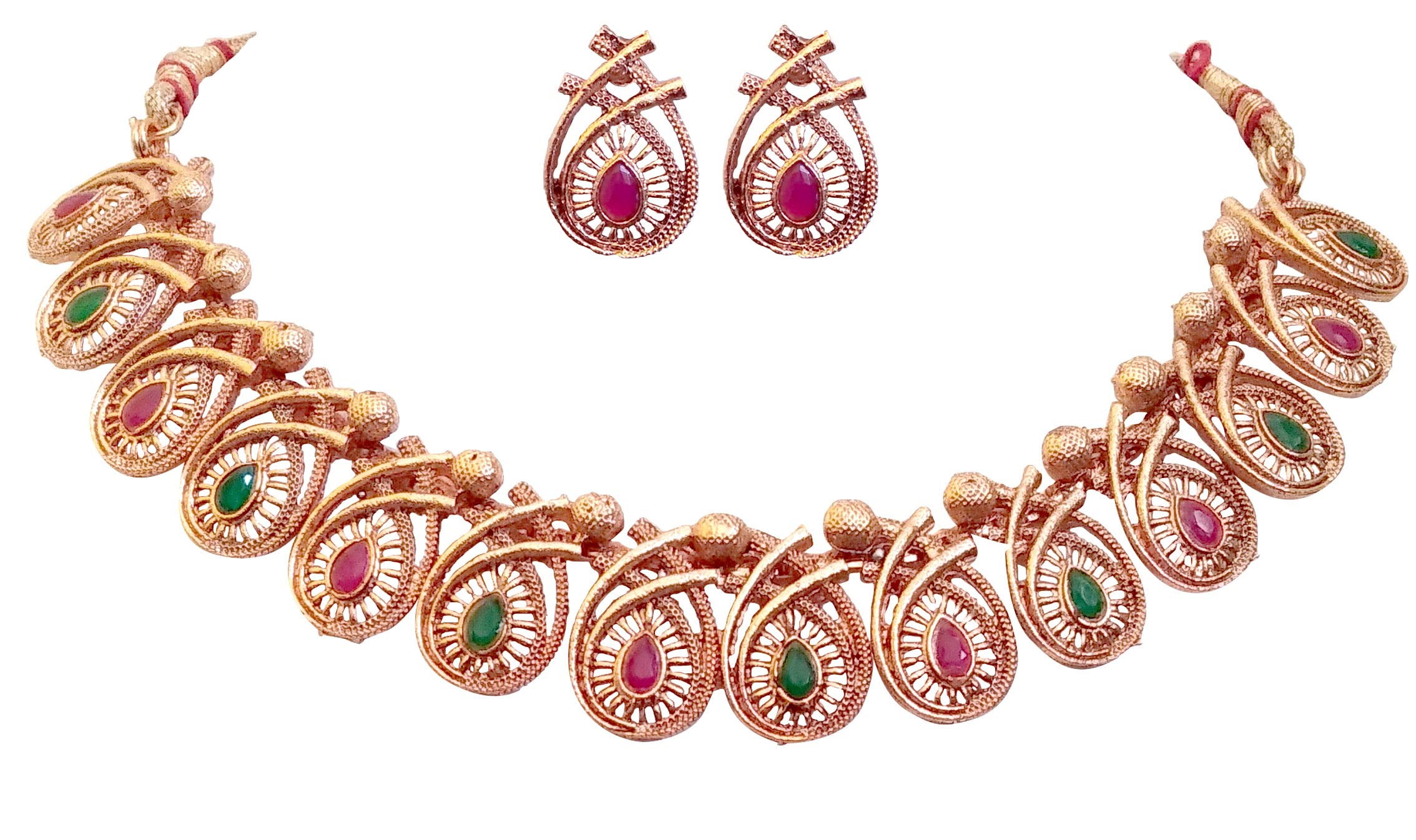 MIRAYA CREATIONS Gold Plated Traditional Crystal Choker Necklace with Matching Earring Jewellery Set for Women & Girls (Pink Crystal) (B08R96TKVW) Amazon Price History, Amazon Price Tracker