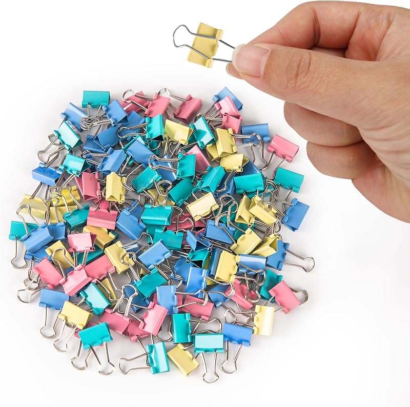 120 Pack Binder Clips, 5/8 Inch, Multicolor | Micro Size Mini Paper Clips,Ideal for Home, School, Office and Business