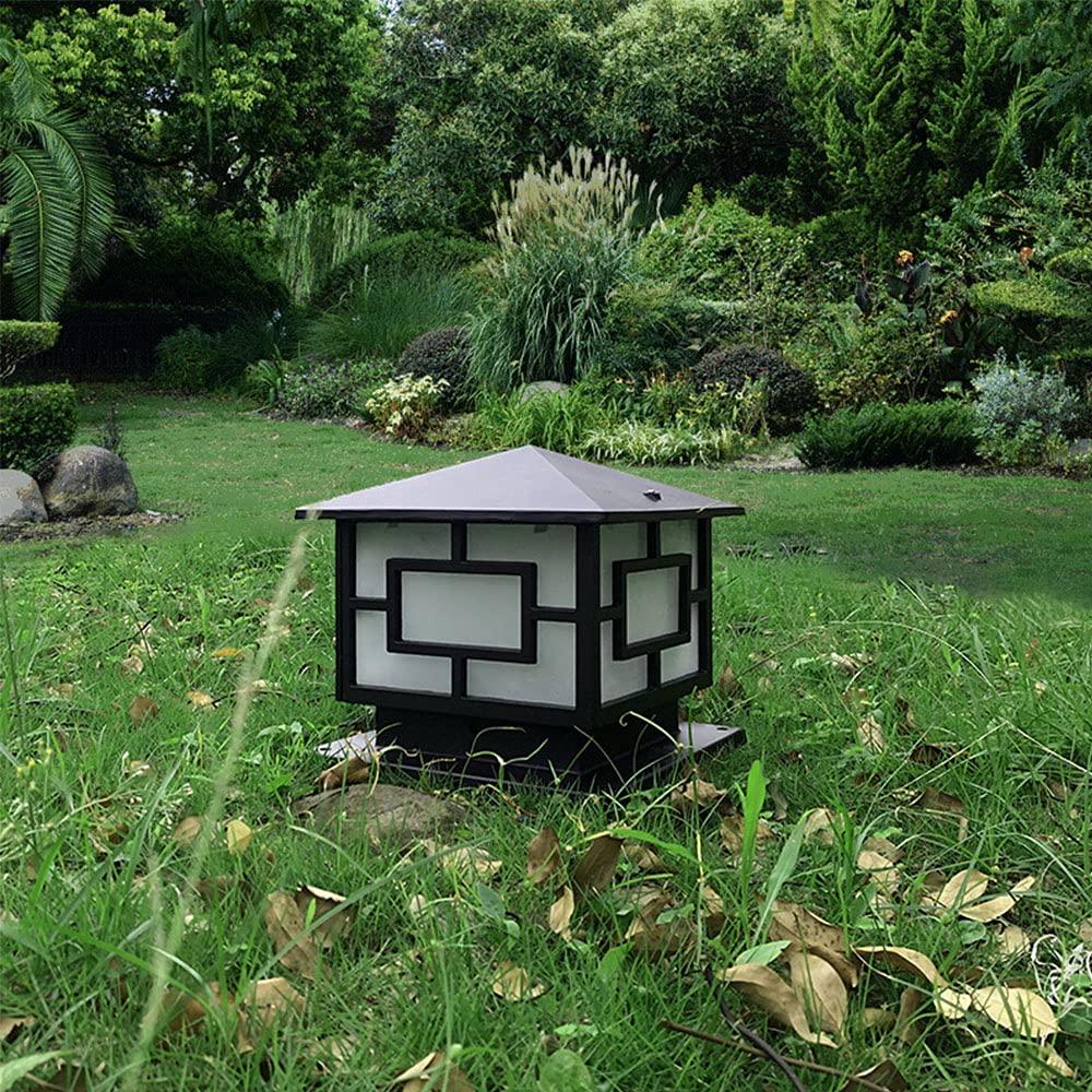 Mengjay Trade Lámpara de Sobremuro Exterior en Aluminio - Pedestal Moderno de Jardín Impermeable Cuadrado E27 para Patio, Terraza y Caminos, Negro