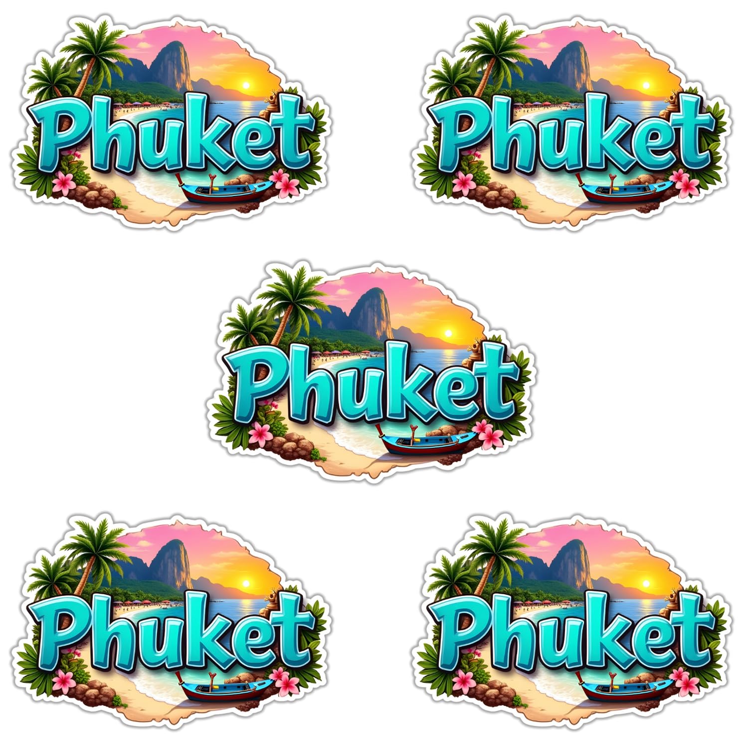 Phuket City Theme Souvenir Wooden Fridge Magnet for Refrigerator - Printed Wooden Magnet for Kitchen & Home Decor | International Travel Souvenir Gift | Size 3 x 3 Inch | Pack of 5-image-29