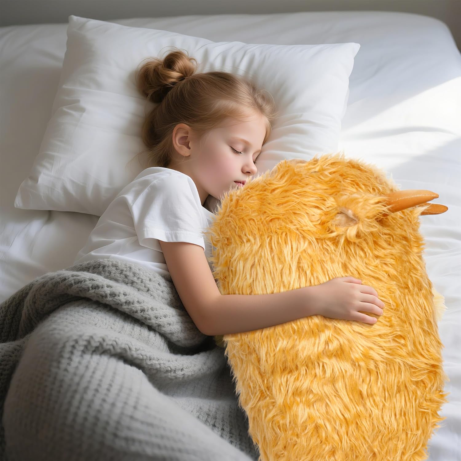 Wepop Fluffy Highland Cow Stuffed Animal 20 in - Giant Highland Cow Plush, Adorable Cattle Stuffed Animal Plushie Pillows Gifts for Kids and Adults